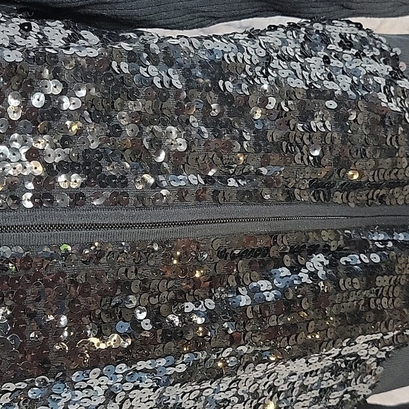 CHICO'S Black Sequined Part Silk Sweater Small - Picture 3 of 6